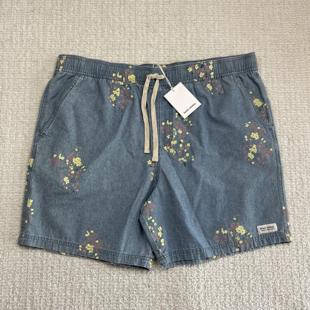NWT Banks Journal Floral AOP Shorts Glacier Blue Men Size 38 Tropical Summer